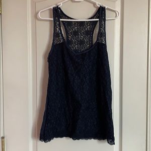 Navy lace racer back tank